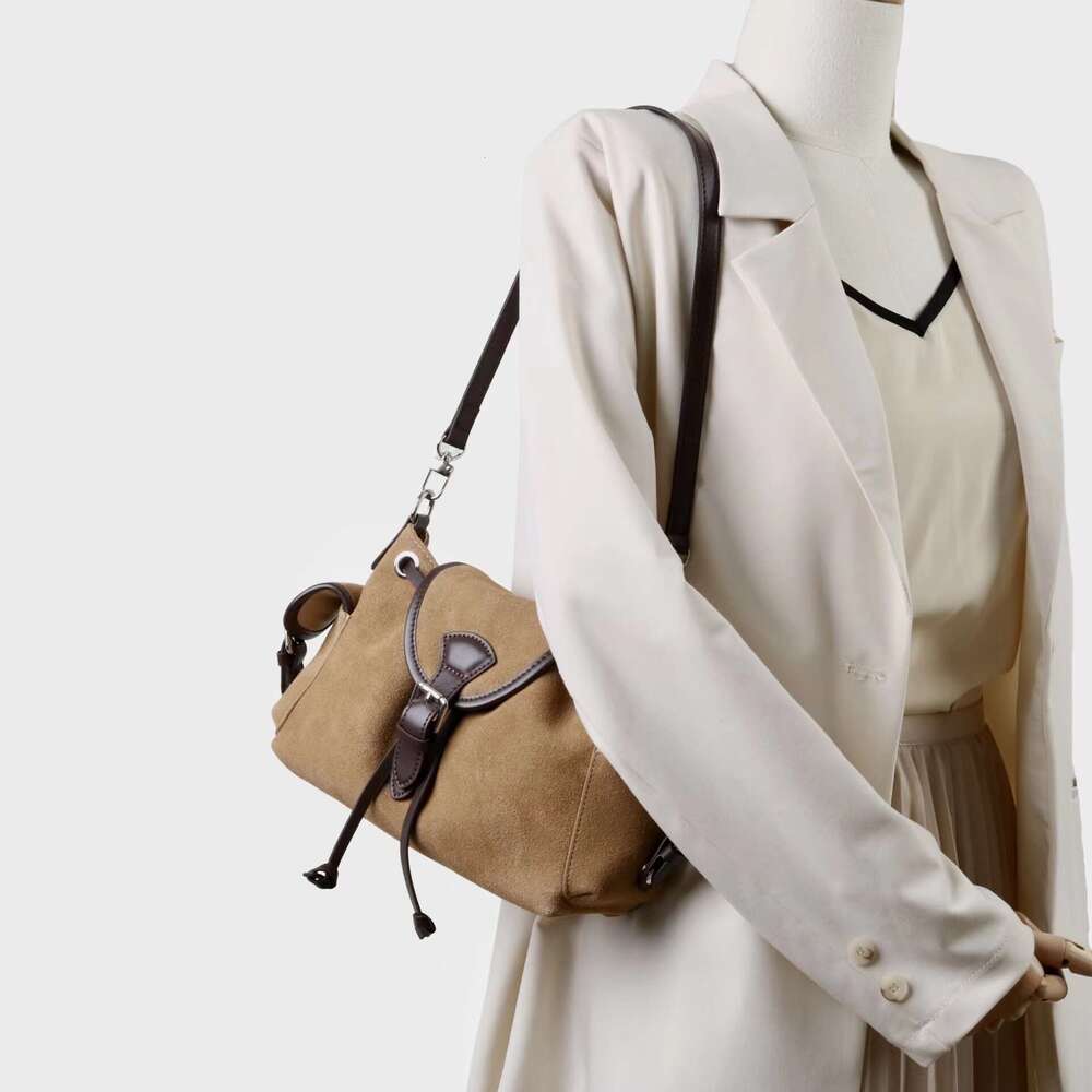 New Arrival Matte Cowhide Tote Bag Color Block Multi Pocket Design Retro Fashion Versatile Casual Commute Daily Crossbody Shoulder Bag SENYY