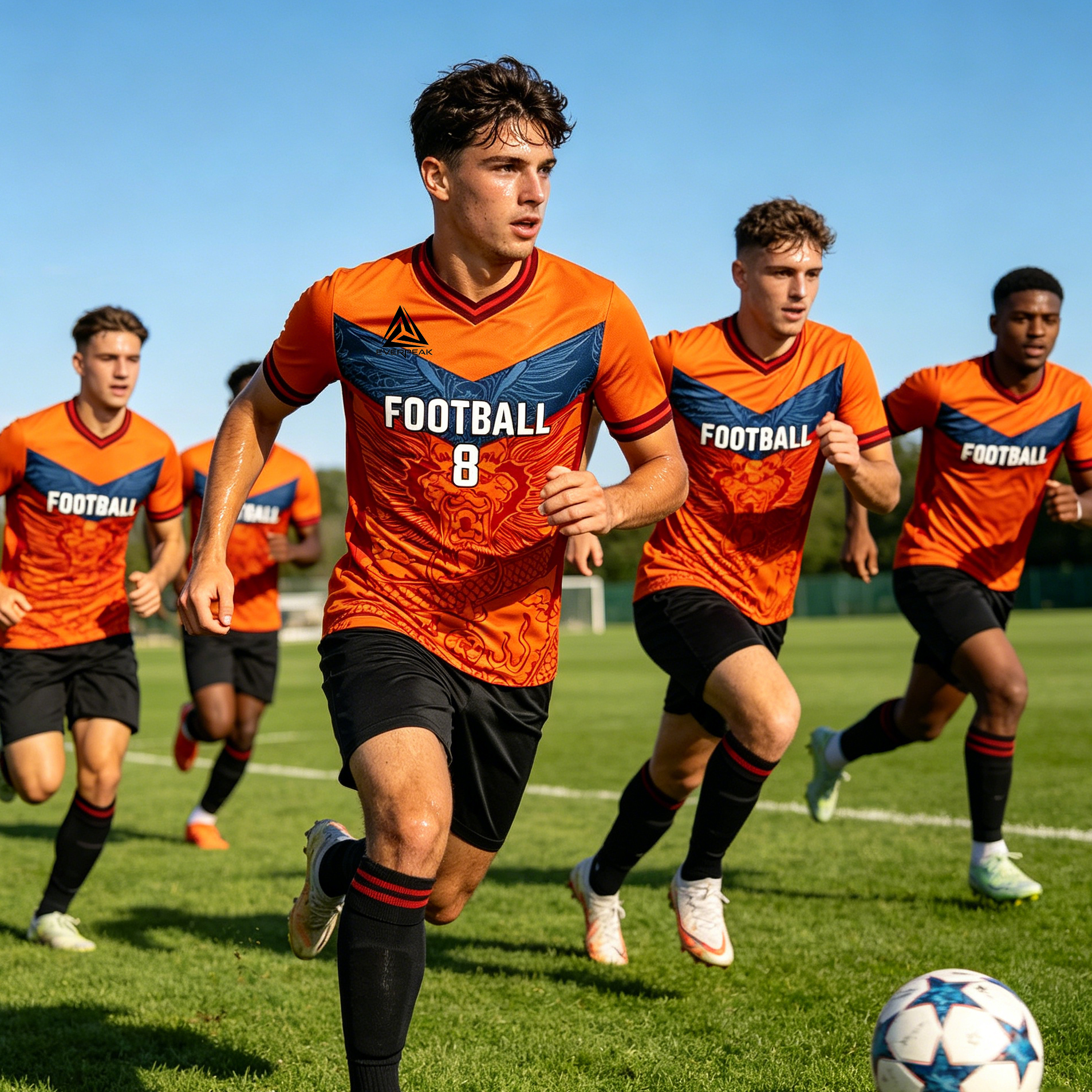 Custom Chevron Soccer Jersey Set Men Breathable Quick Dry Football Uniform with Shorts Customizable Team Name Number Logo for Matches - view 6