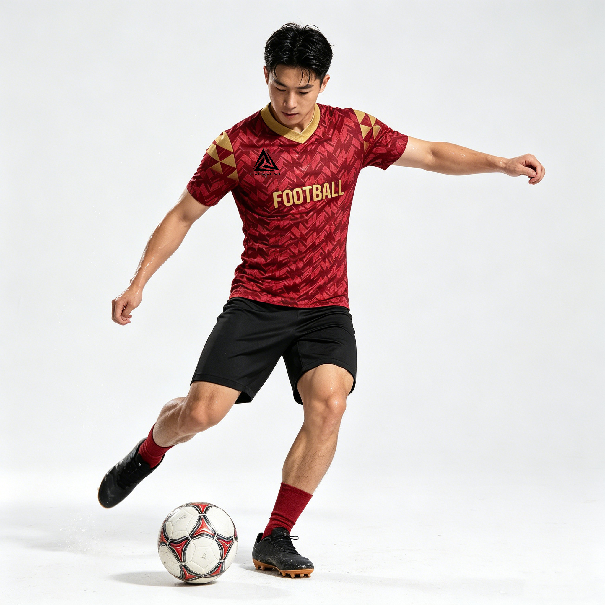 Custom Diamond Pattern Soccer Jersey Set Men Quick Dry Football Uniform with Shorts Customizable Team Name Number Logo for Sports - view 4