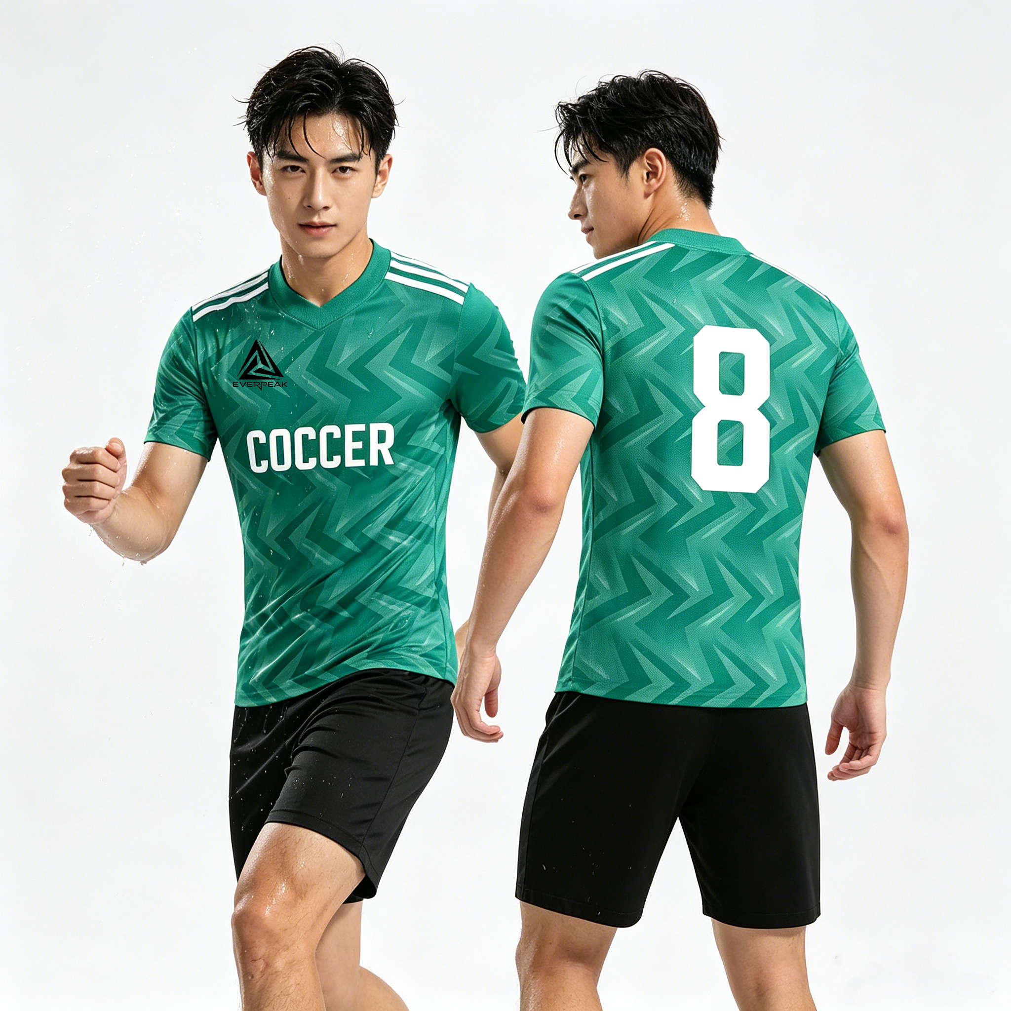 Custom Zigzag Soccer Jersey Set Men Breathable Football Uniform with Shorts Customizable Team Name Number Logo for Matches - view 7