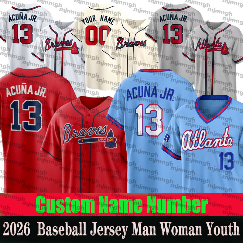Ronald Acuna Jr Jersey 1 Ozzie Albies Bravess Jerseys Chris Sale Austin Riley Matt Olson Jarred Kelenic Spencer Strider Grant Holmes Custom City Baseb