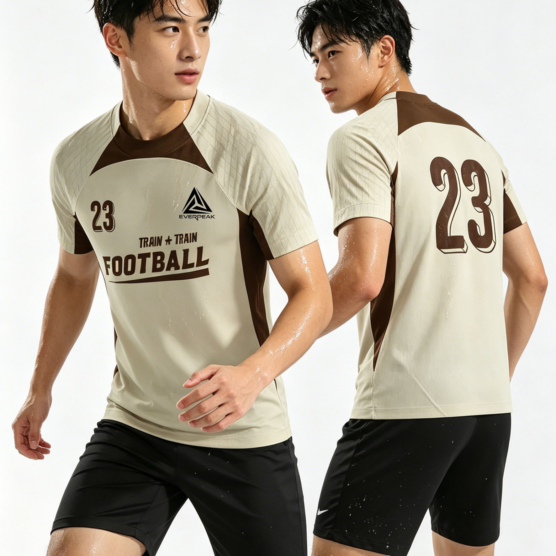 Custom Contrast Neck Soccer Jersey Set Men Quick Dry Football Uniform with Shorts Customizable Team Name Number Logo for Matches - view 9