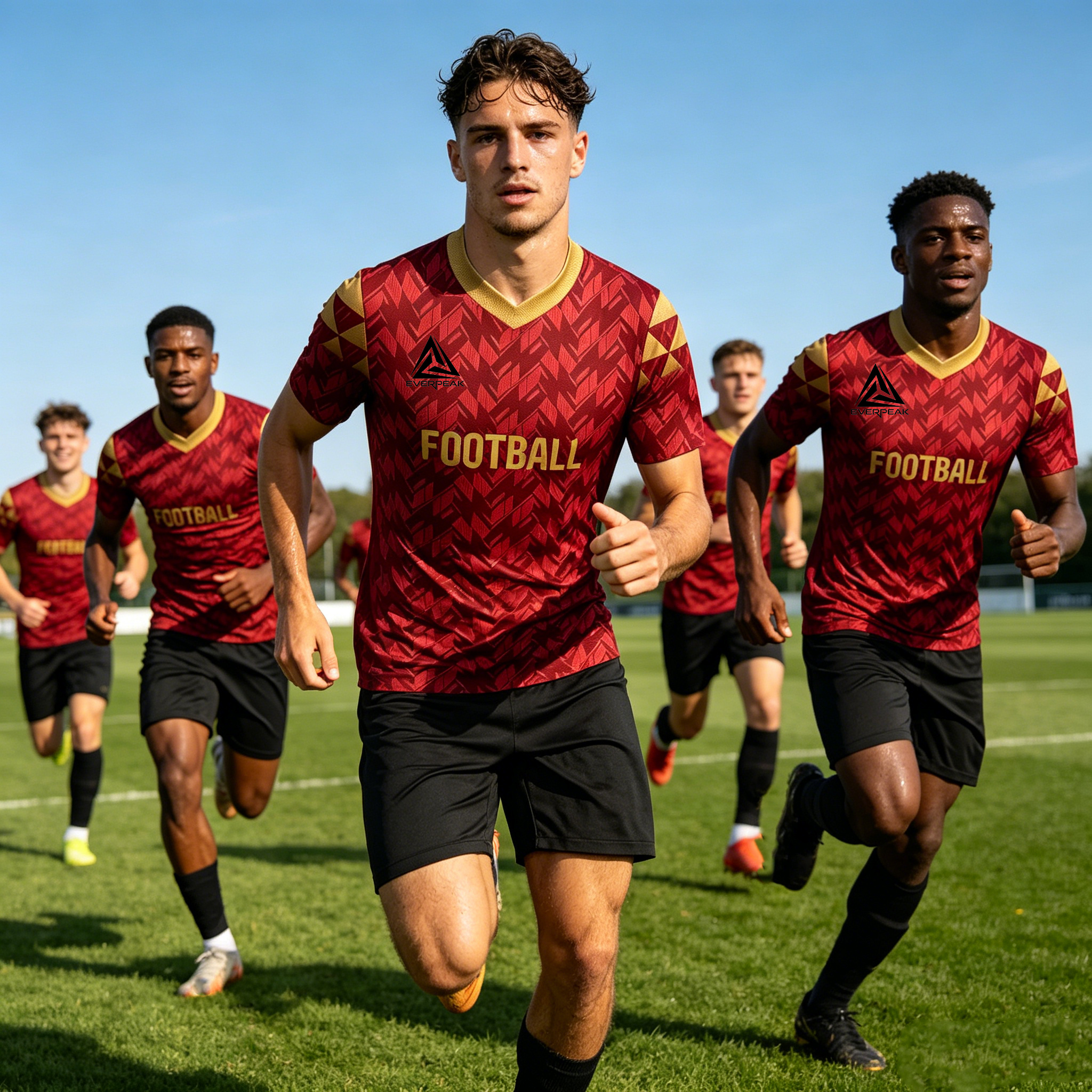 Custom Diamond Pattern Soccer Jersey Set Men Quick Dry Football Uniform with Shorts Customizable Team Name Number Logo for Sports - view 6