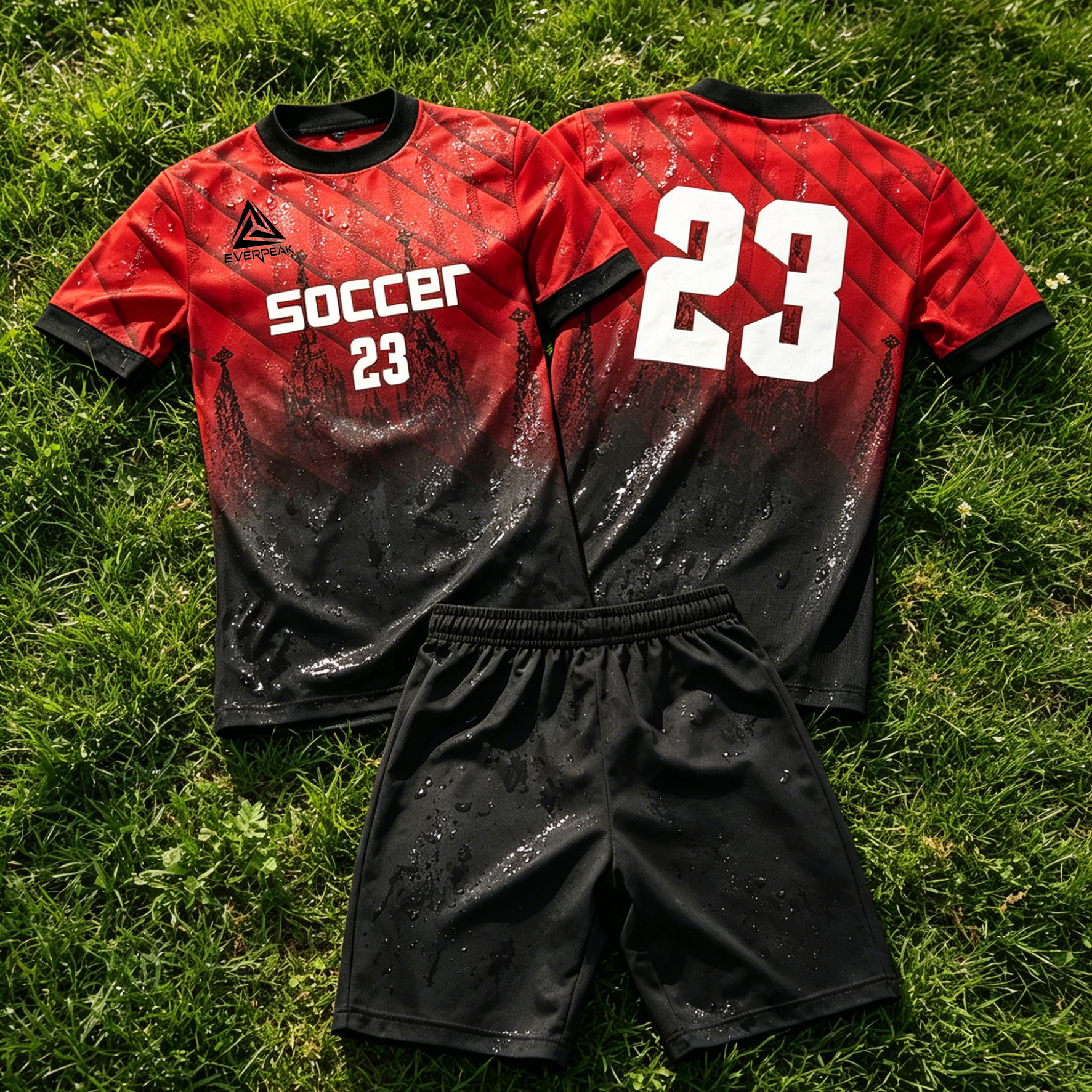 Custom Gradient Soccer Jersey Set Men Quick Dry Football Uniform with Shorts Customizable Team Name Number Logo for Matches - view 6