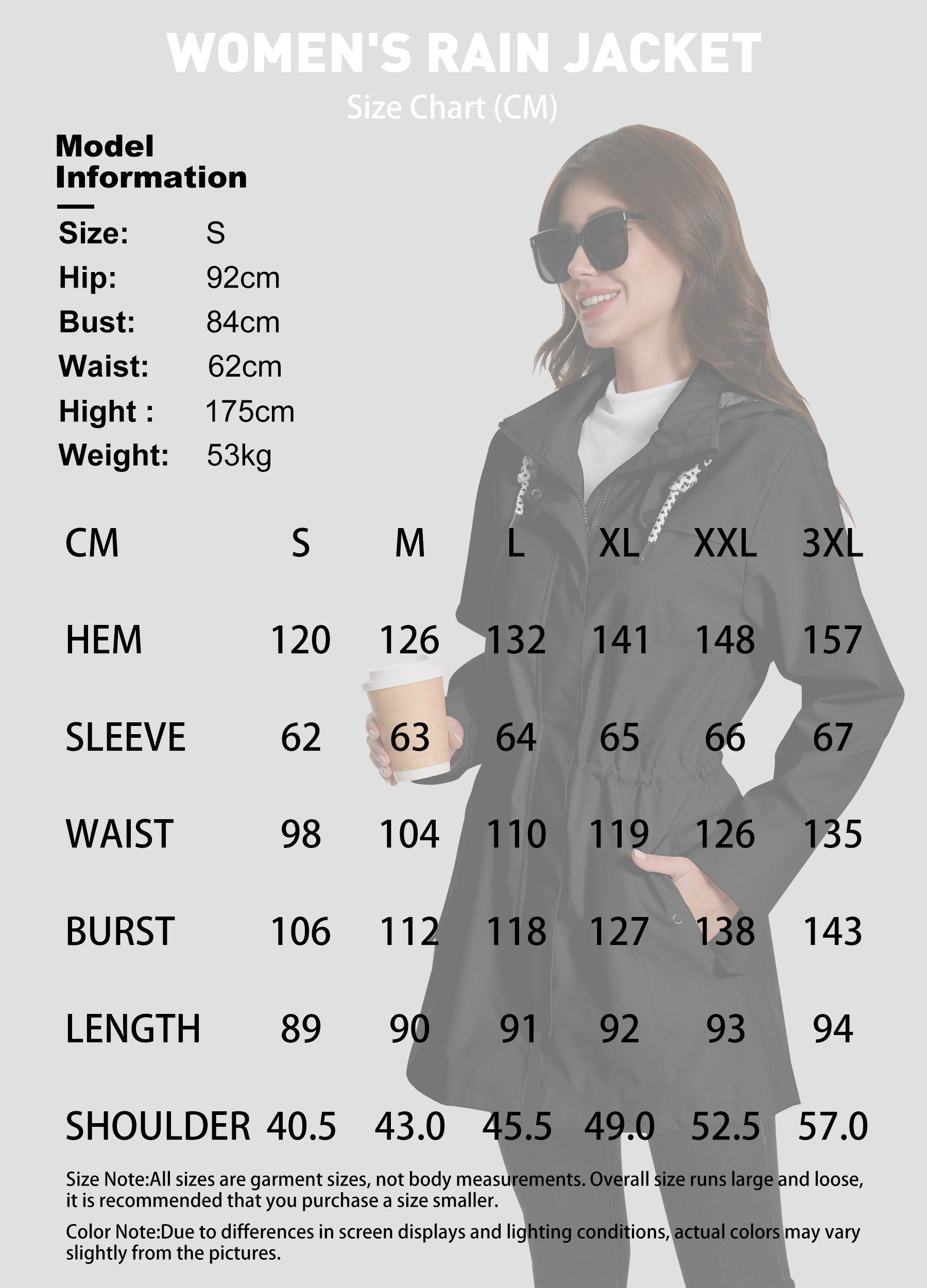 Outdoor Friendly Womens Long Length Waterproof Rainwear with Adjustable Hood