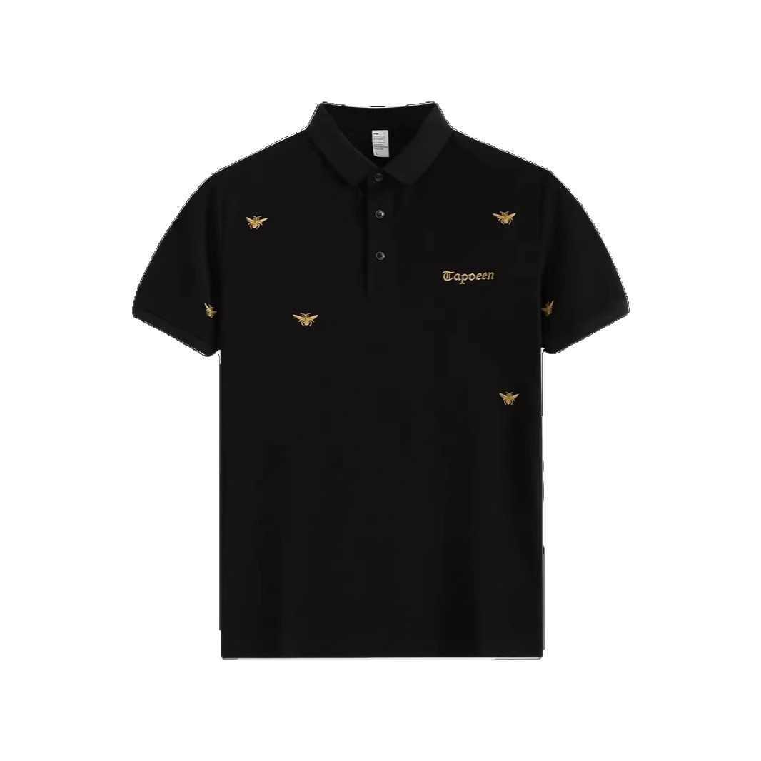 European-style high-end niche embroidered collar light luxury mens T-shirt short-sleeve polo shirt trendy brand stylish and cool mens clothing