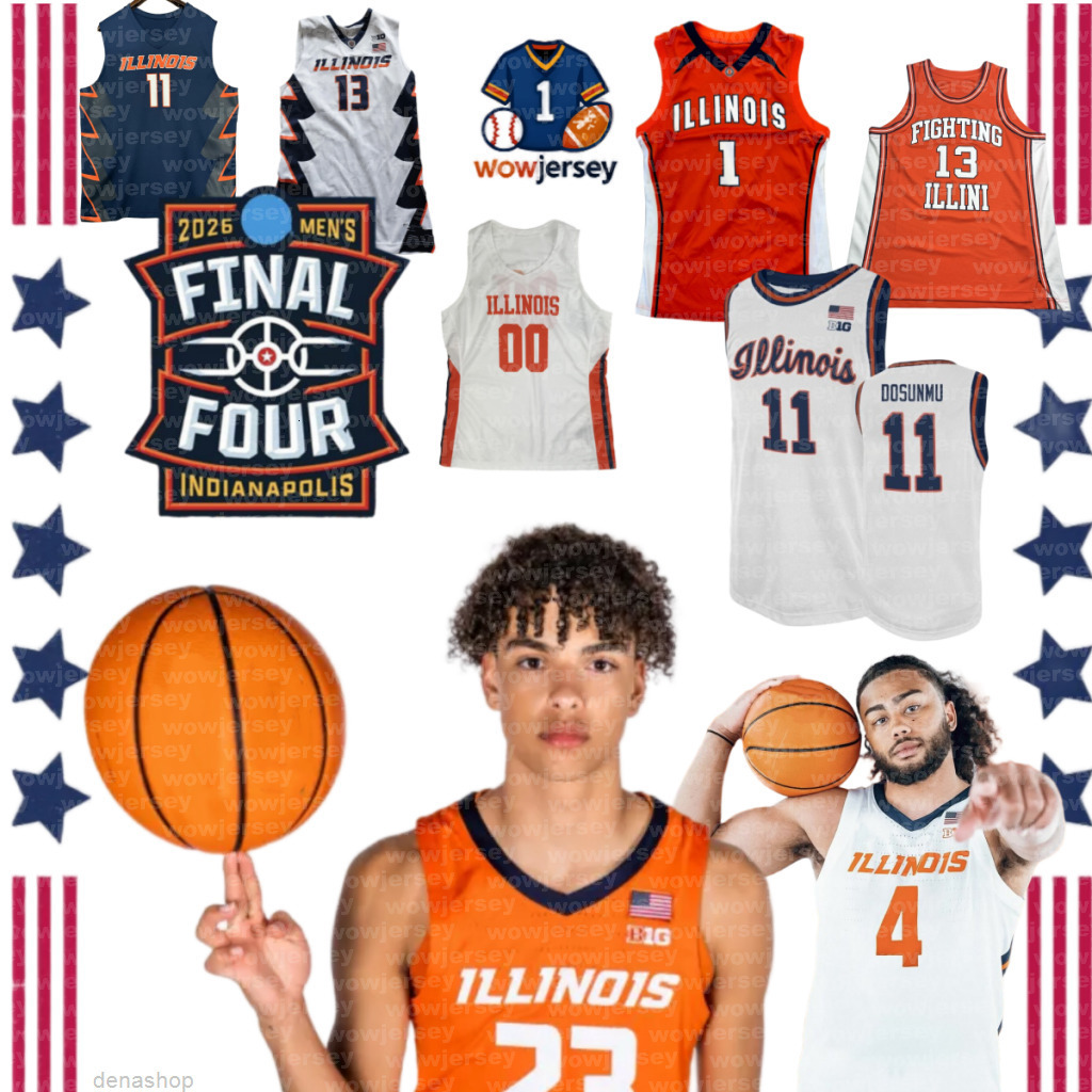 2026 Final Four Illinois Fighting Illini basketball jersey Keaton Wagler Kylan Boswell Andrej Stojakovic David Mirkovic Tomislav Ivisic Jake Davis wit