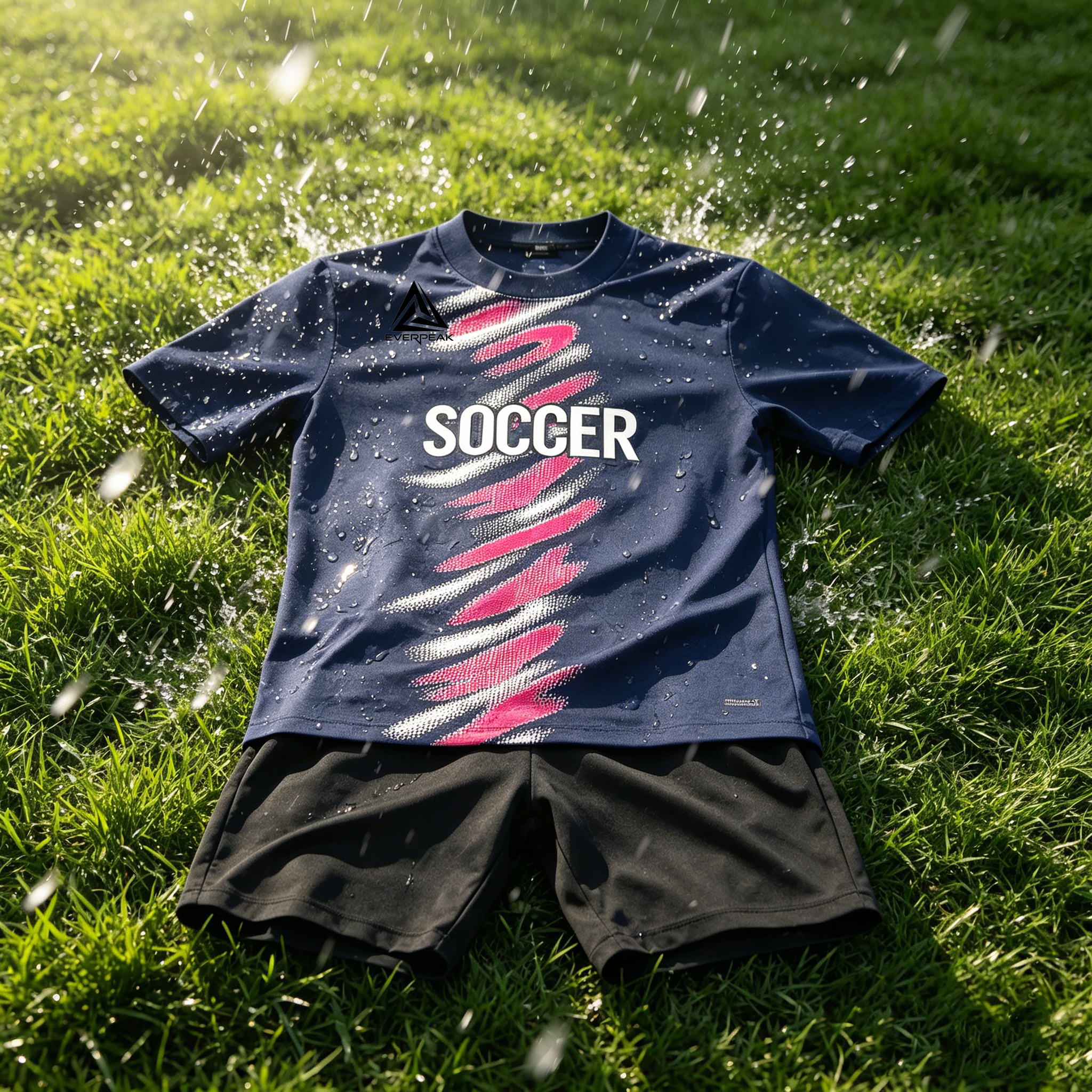 Custom Brush Stroke Soccer Jersey Set Men Quick Dry Football Uniform with Shorts Customizable Team Name Number Logo for Sports - view 4