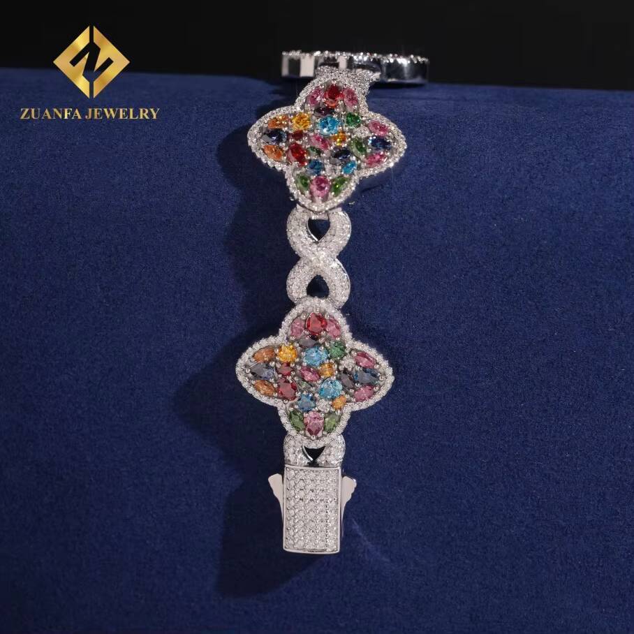 Factory Direct Mens 10mm Multicolor Moissanite Bracelet with Moissanite Diamond Shine Elegant Luxury Jewelry Bracelet