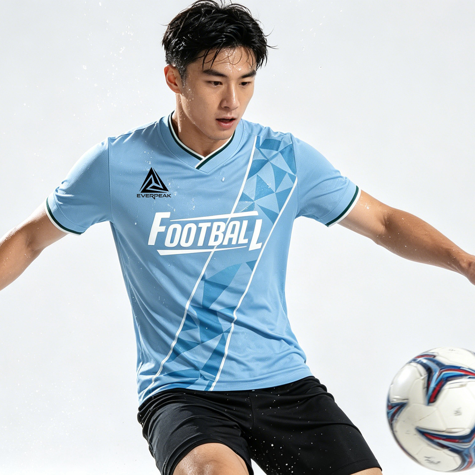Custom Diagonal Camo Soccer Jersey Set Men Breathable Football Uniform with Shorts Customizable Team Name Number Logo for Matches - view 3