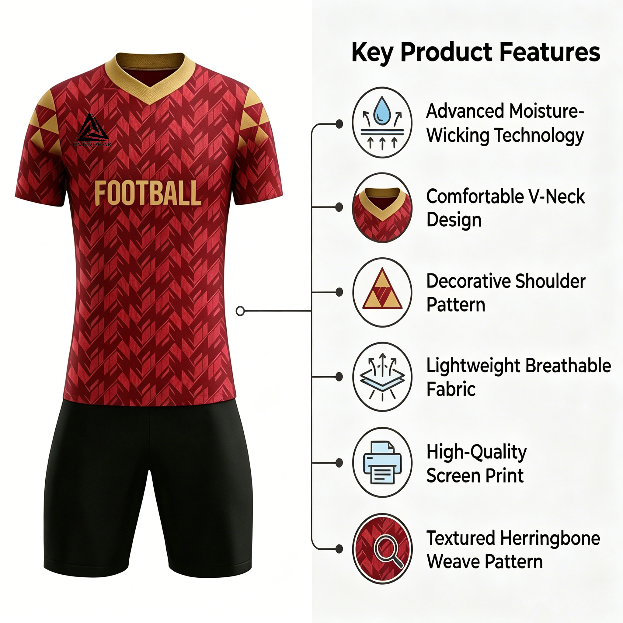 Custom Diamond Pattern Soccer Jersey Set Men Quick Dry Football Uniform with Shorts Customizable Team Name Number Logo for Sports - view 8
