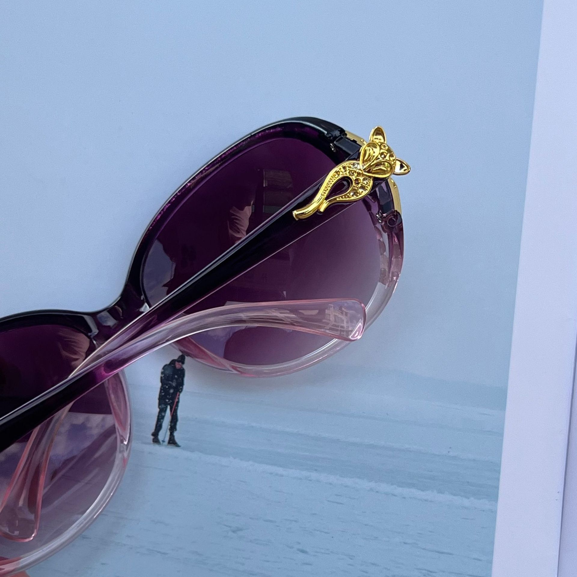 Butterfly Sunglasses for Women, Sport Frameless Butterfly-Frame Eyewear with Diamond-Studded Gradient Lenses - UV380 Protection, PC Frame with Water-R - view 6