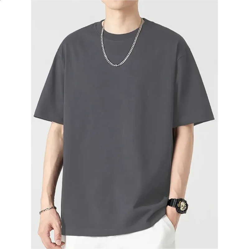Mens 100 Pure Cotton Solid Color T-shirt Casual Short Sleeved Round Neck T-shirt Suitable for All Seasons in Summer z260520