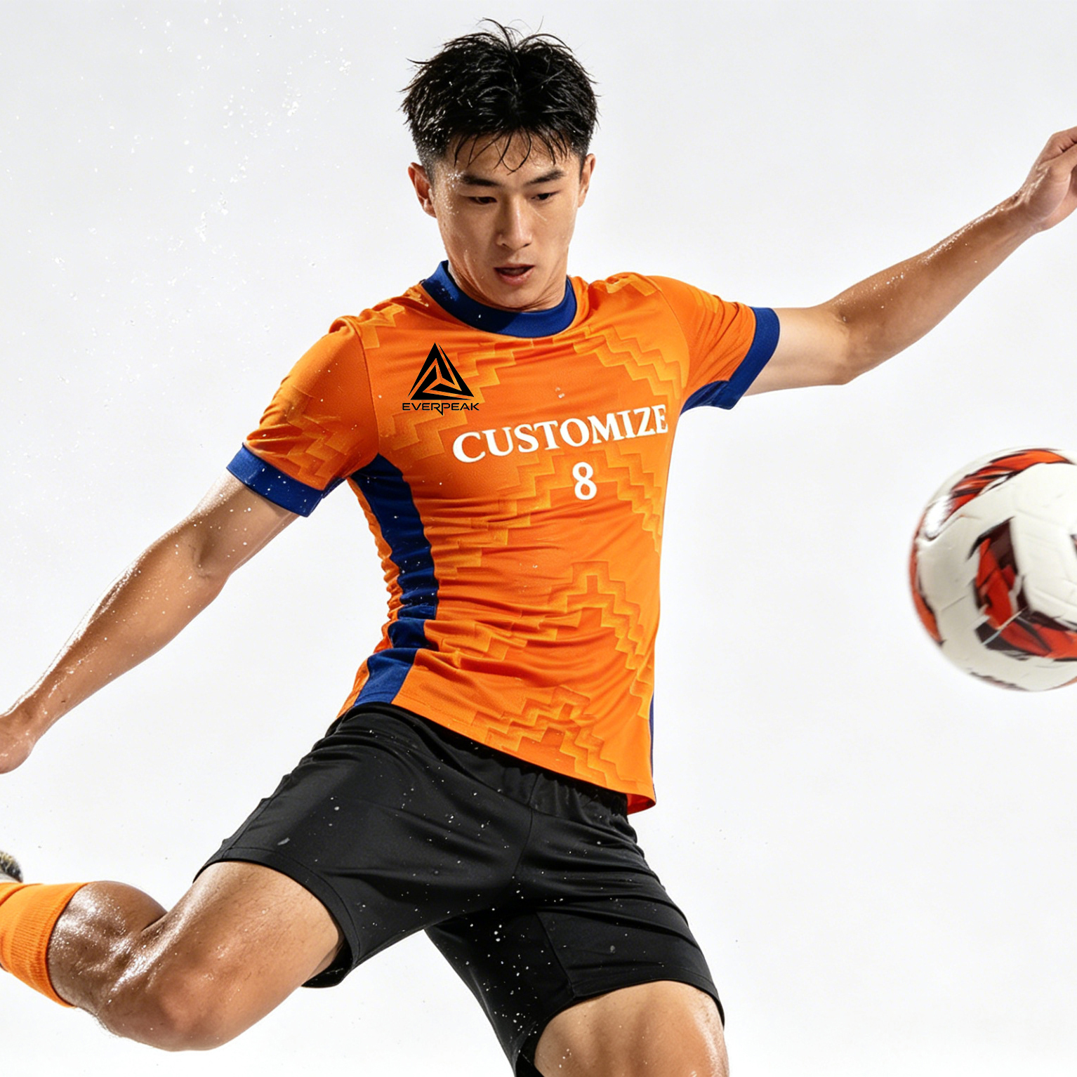 Custom Chevron Wave Soccer Jersey Set Men Quick Dry Football Uniform with Shorts Customizable Team Name Number Logo for Sports - view 3