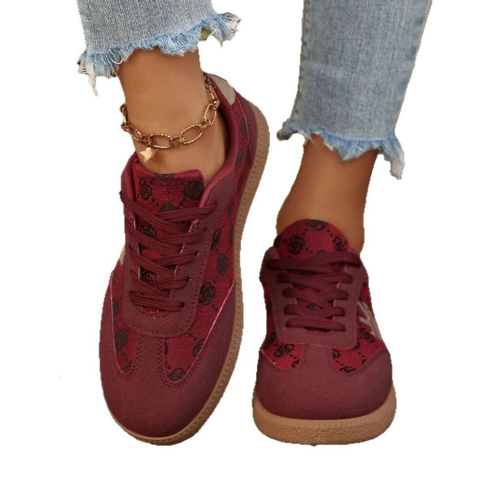 New European and American Spring Casual Plus-Size Color-Block Women's Sneakers, Lace-Up Thick-Soled Sports Shoes for Cross-Border Trade
