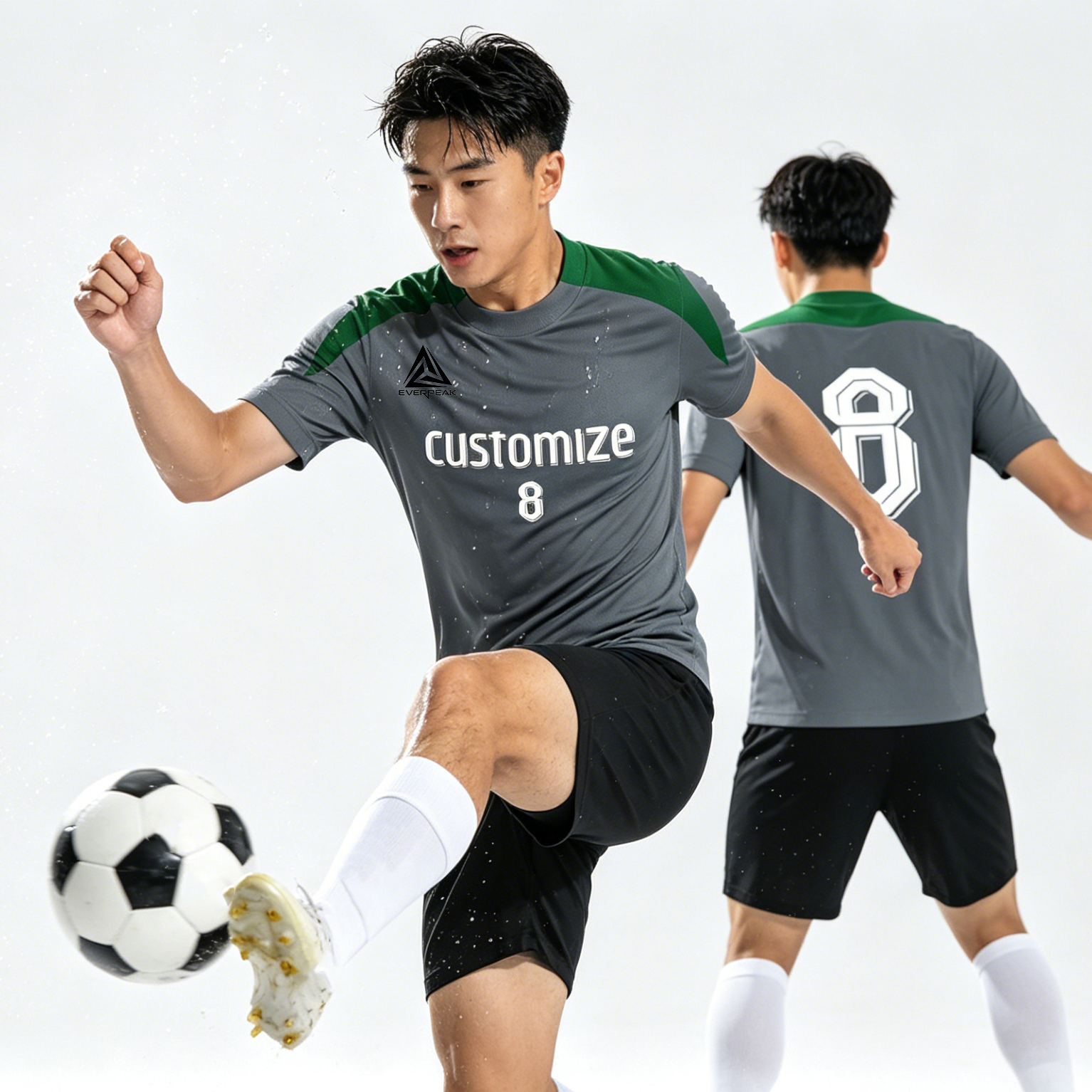 Custom Color Block Soccer Jersey Set Men Quick Dry Football Uniform with Shorts Customizable Team Name Number Logo for Sports - view 3