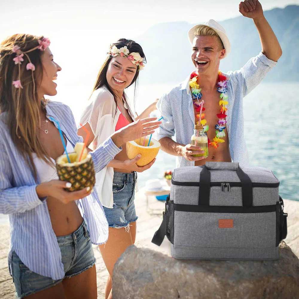 35L Large Capacity Collapsible Cooler Bag Insulated Picnic Lunch Bag Box Cooling Bag for Outdoor Travel Camping BBQ Family Party M260520