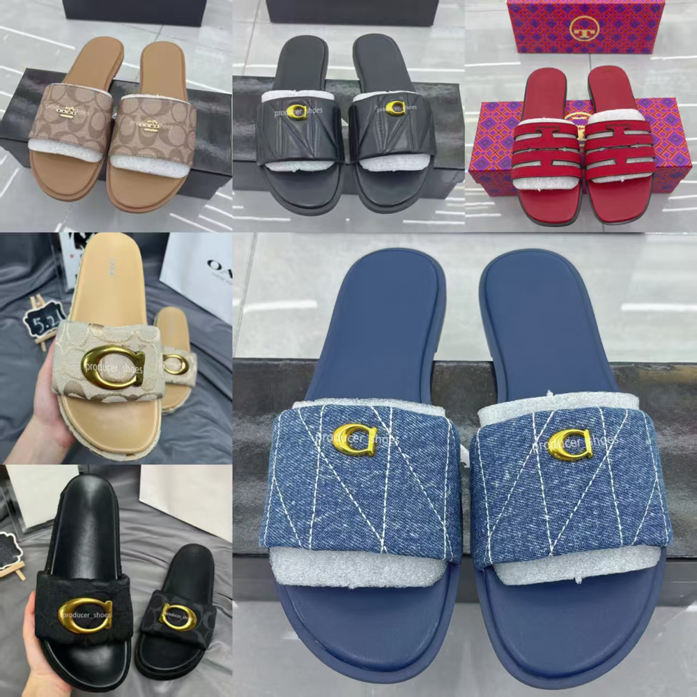 Designer Slides Women Quilted Leather Denim Sandals White Blue Flat Sliders Soft Cushioned Non Slip Casual Shoes Stylish Indoor Outdoor Summer Sandals