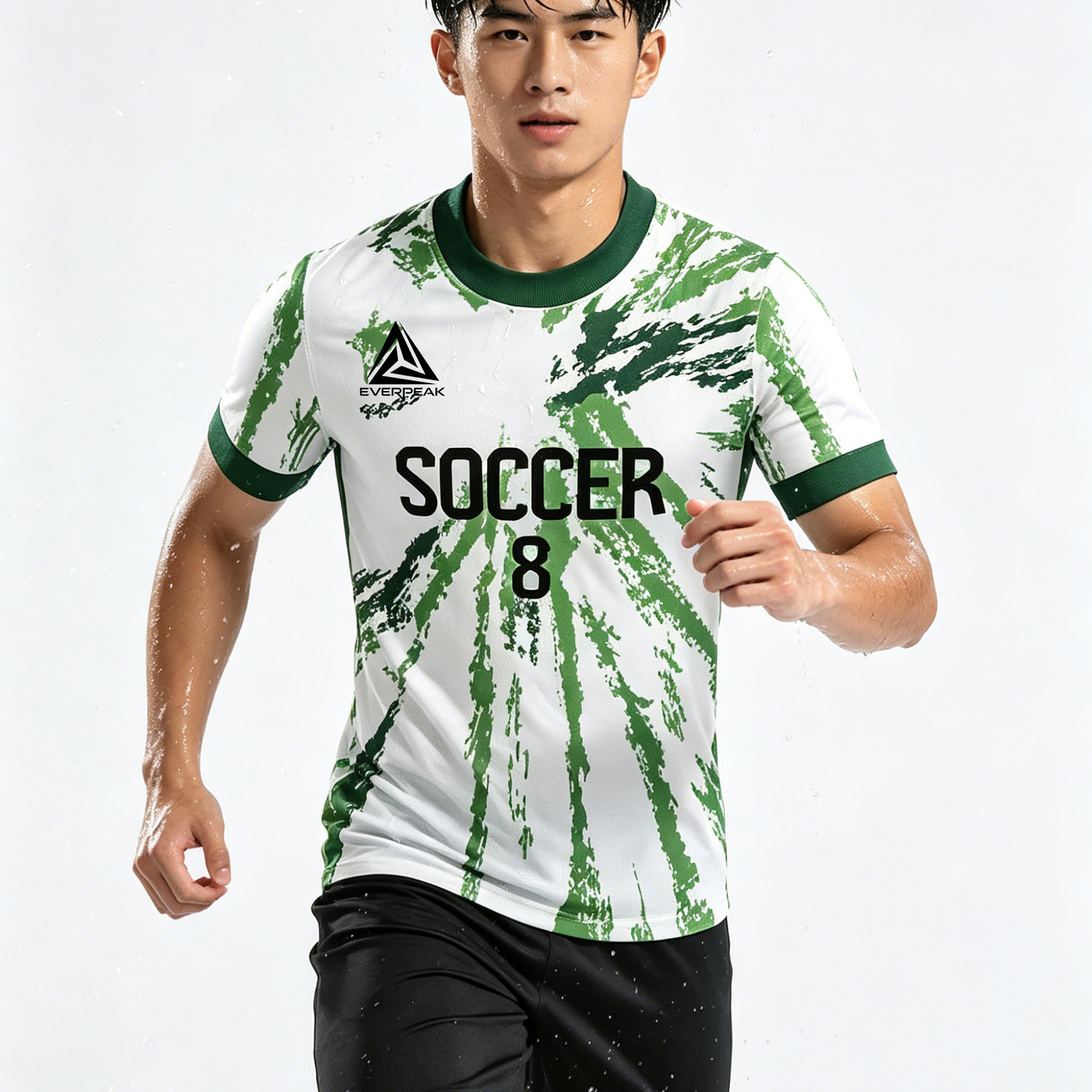 Custom Splash Print Soccer Jersey Set Men Breathable Quick Dry Football Uniform with Shorts Customizable Team Name Number Logo - view 3