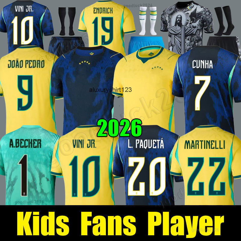 2026 World Cup Brazil soccer jerseys Camiseta de futbol PAQUETA RAPHINHA 26 27 football shirt maillots VINI 2024 brasil RICHARLISON men kids NEYMAR JR