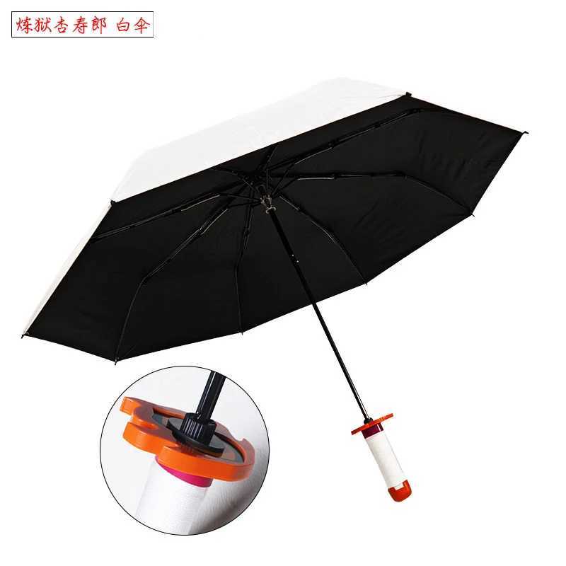 Kamado Tanjirou Katana Sunny Rainy Umbrella 3 Fold Sunscreen Rain-proof Demon Slayer One Piece BLEACH Japanese Sword Roronoa Zo C260520
