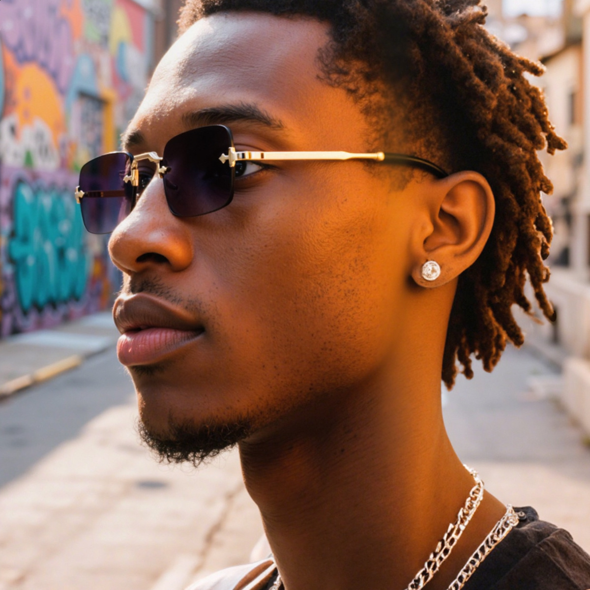 Small Frame Rectangle Rimless Punk Sunglasses Men 2025 Vintage Metal Sun Glasses For Male Classic Shades UV400 260119