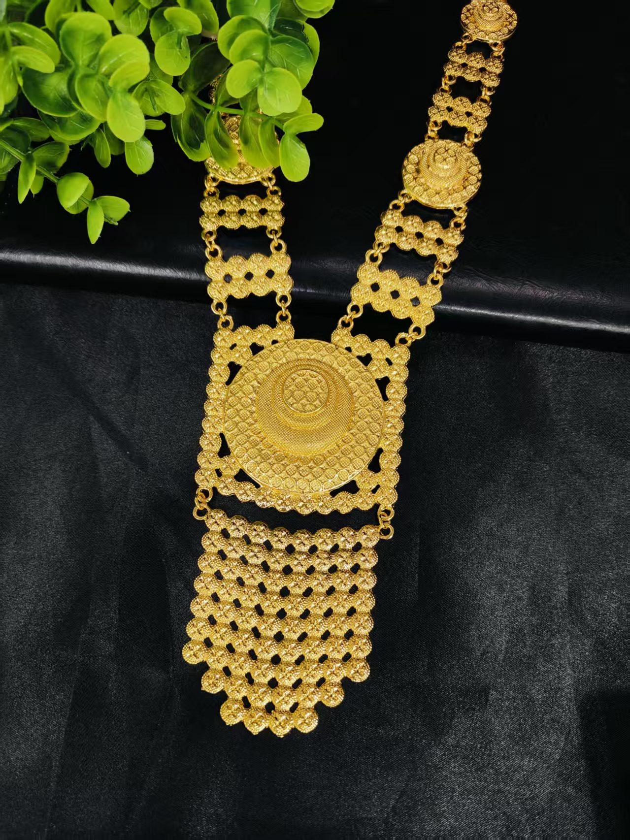 Bridal Indian Necklace Sets 24K Gold Plated Long Pendant For Women Nigeria African Dubai Wedding Earring Jewelry Set Party Gift