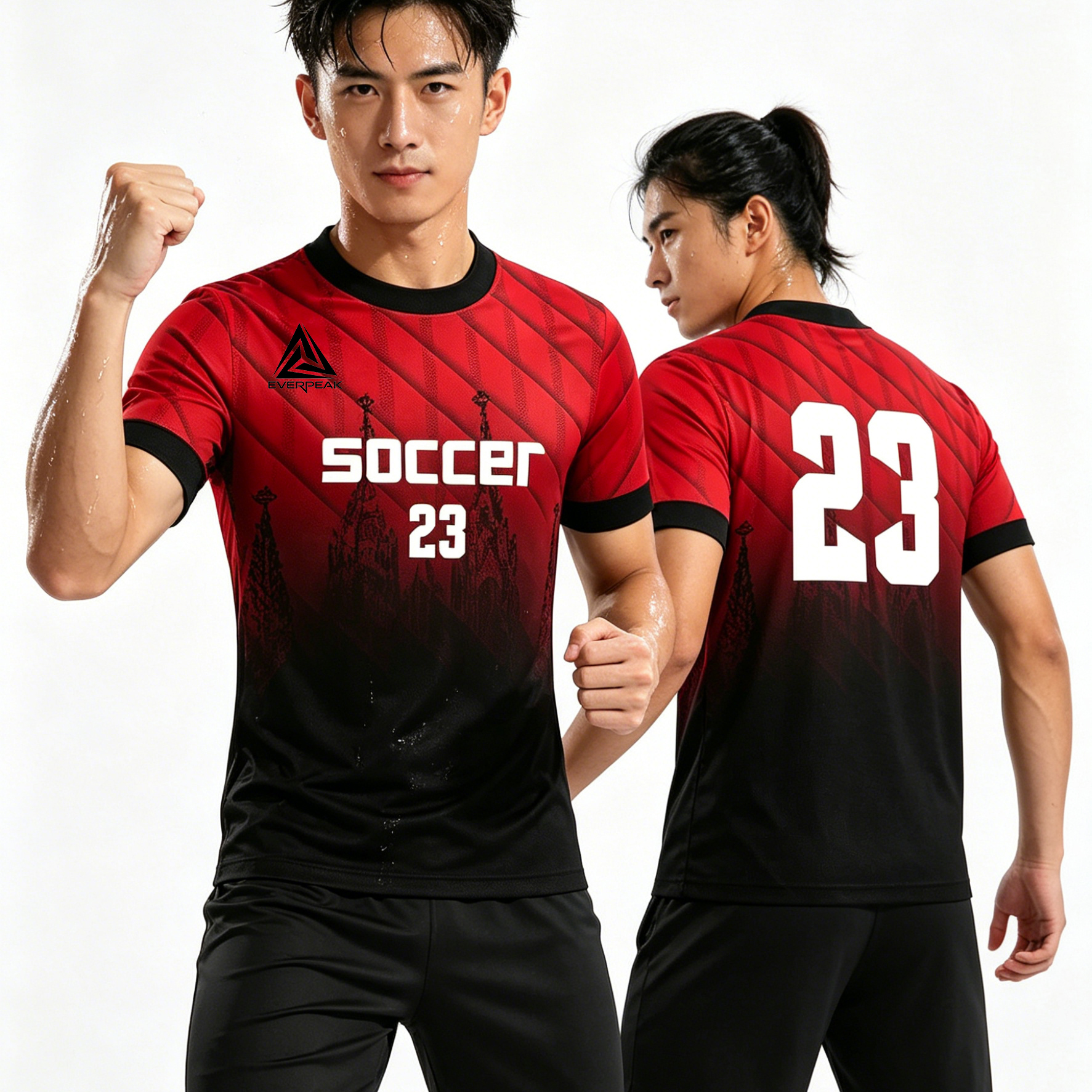 Custom Gradient Soccer Jersey Set Men Quick Dry Football Uniform with Shorts Customizable Team Name Number Logo for Matches - view 5