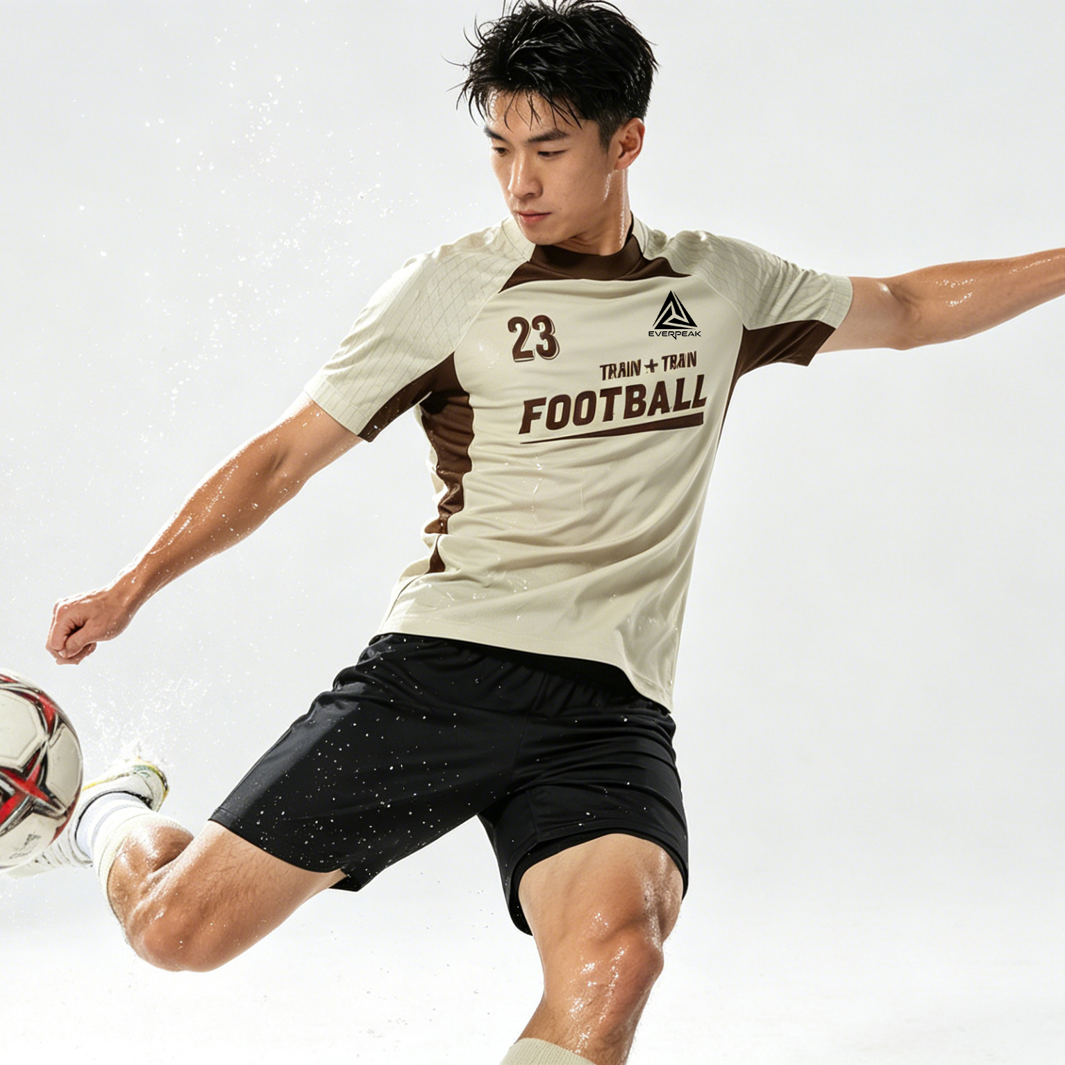 Custom Contrast Neck Soccer Jersey Set Men Quick Dry Football Uniform with Shorts Customizable Team Name Number Logo for Matches - view 6