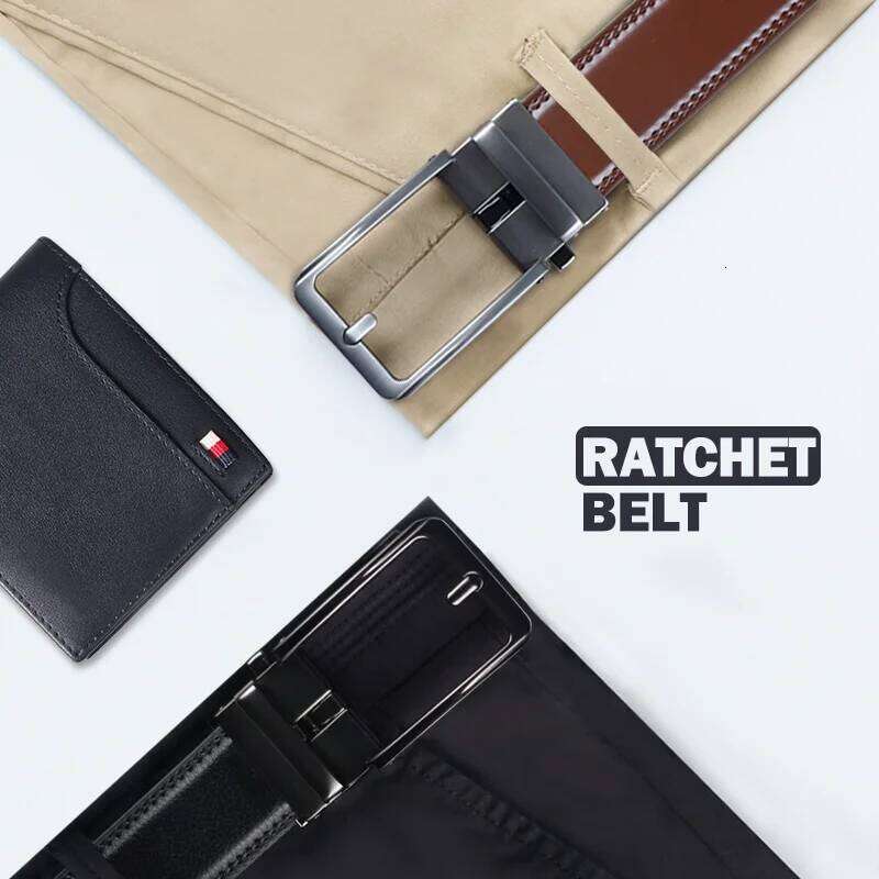 Original Genuine Leather Ratchet Belt - Adjustable Alloy Click Automatic Buckle, High-Quality Leather, Casual Business Style J260520