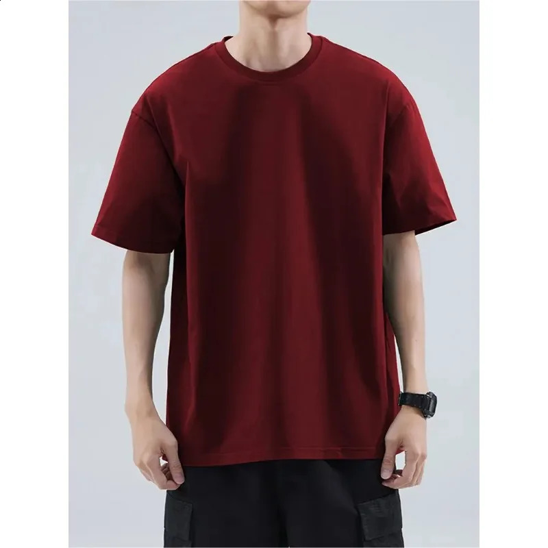 Mens 100 Pure Cotton Solid Color T-shirt Casual Short Sleeved Round Neck T-shirt Suitable for All Seasons in Summer z260520