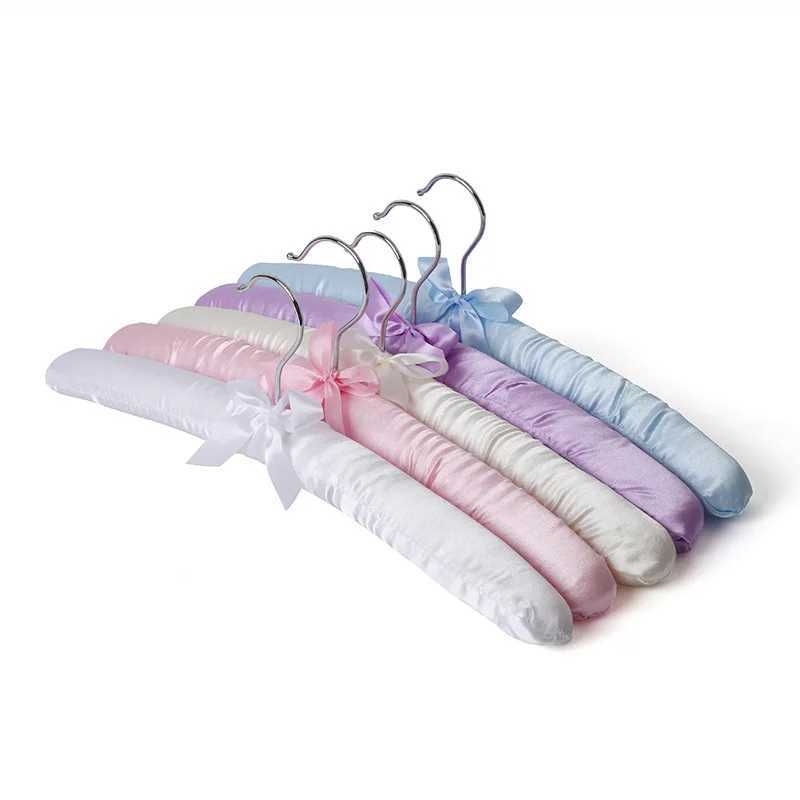 1PC Satin Padded Hanger Silk Wrapped Clothes Hanger Clothes Hanging Silver Hook Sponge Hangers Clothes Shop Display Hangers C260520