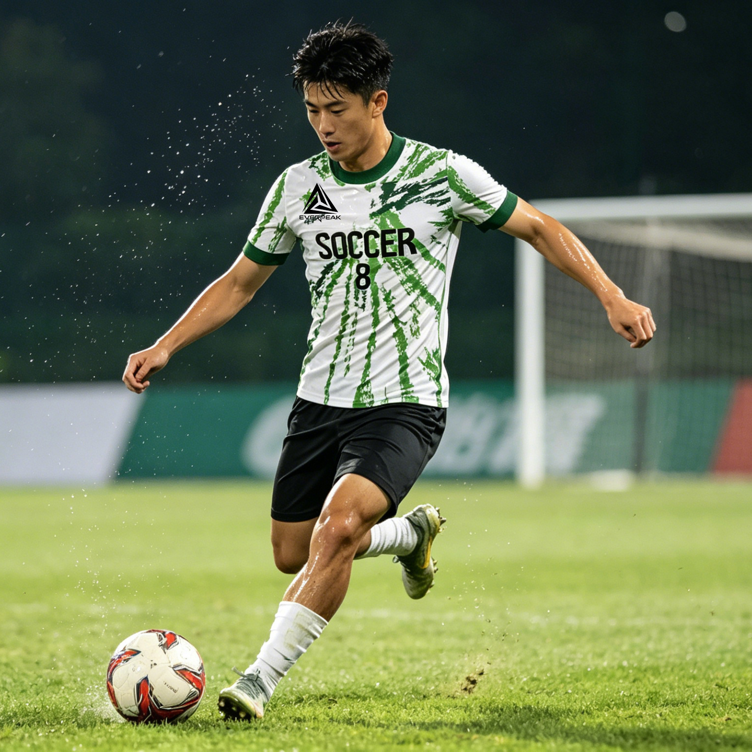 Custom Splash Print Soccer Jersey Set Men Breathable Quick Dry Football Uniform with Shorts Customizable Team Name Number Logo - view 5
