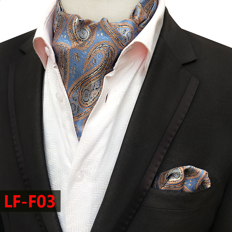 Hi-Tie Silk Christmas Mens Elegant Ascots Jacquard Hankerchief Cufflinks Vintage Cravat Scarf For Male Party Xmas Gift 250115