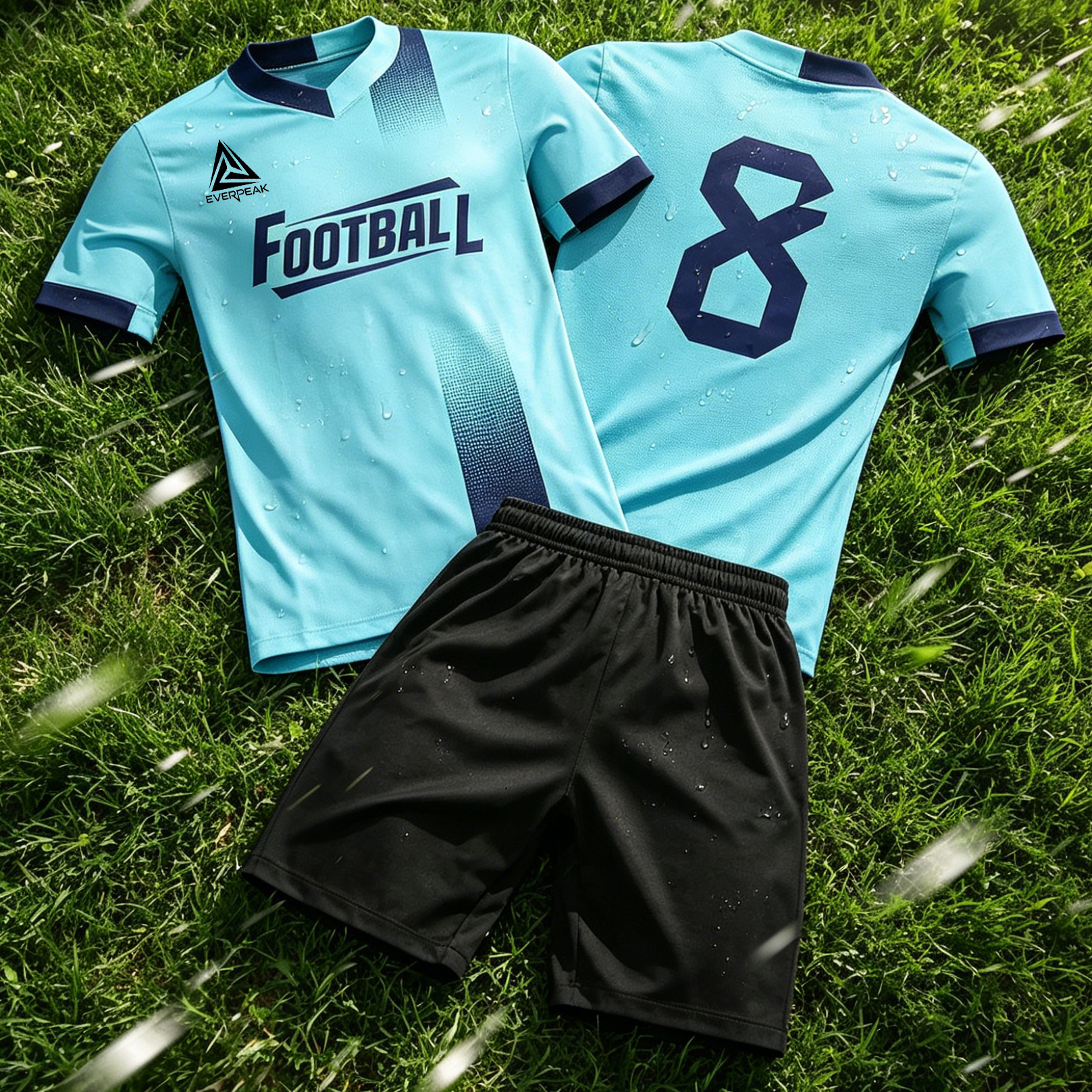Custom Gradient Accent Soccer Jersey Set Men Breathable Quick Dry Football Uniform with Shorts Customizable Team Name Number Logo - view 6