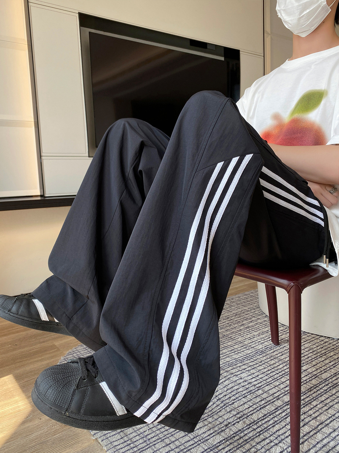 2026 new Quick-drying ice silk pants for men autumn style sports long pants loose straight-leg wide-leg casual pants