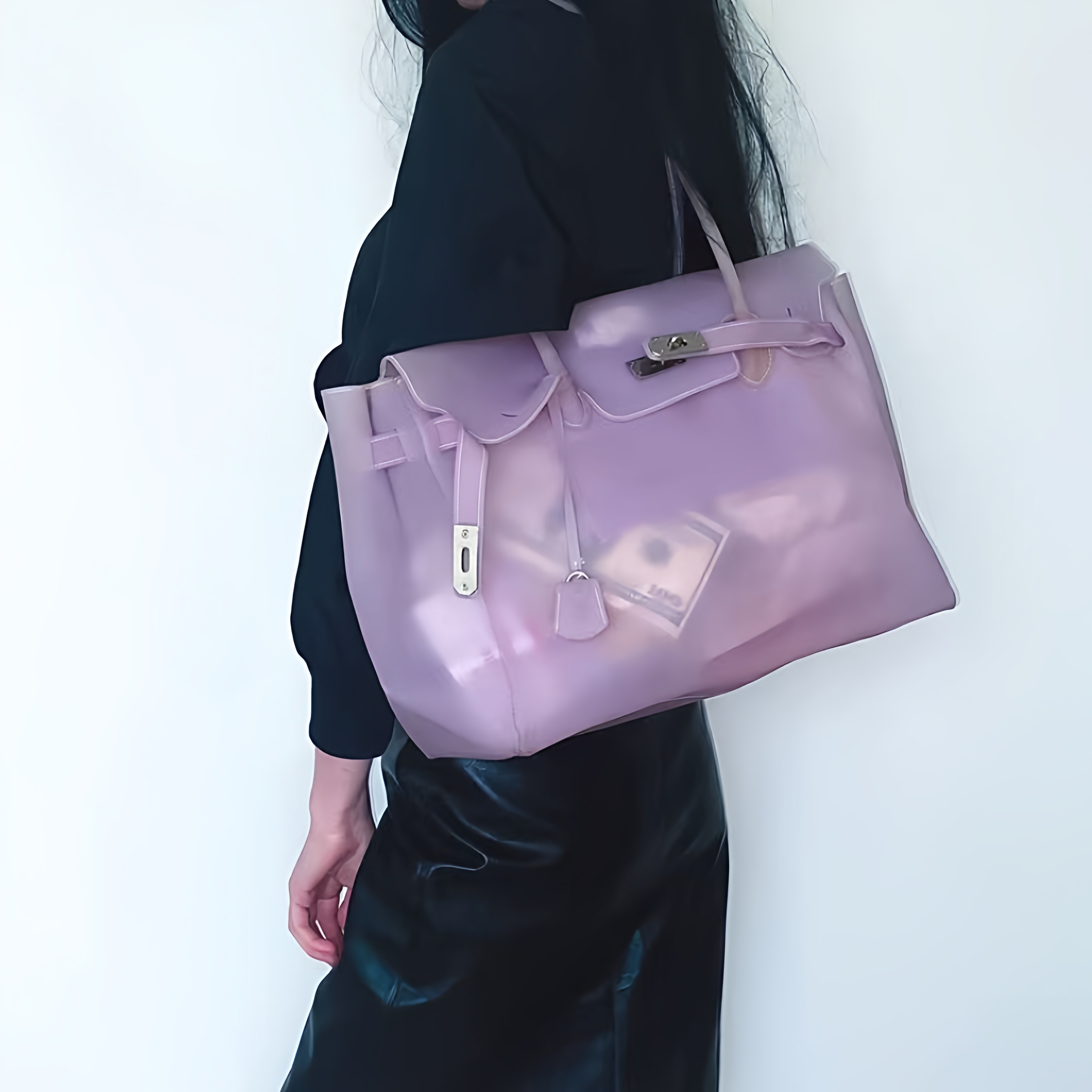 2026 new The same style of jelly bag a commuting tote bag for summer a fashionable transparent large-capacity underarm bag