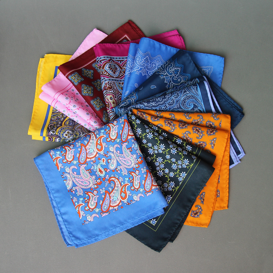 Mens Square Scarf Fashion Casual Suit Formal Mens Printed Pocket Square Handkerchief Scarf Silk Scarf y260403