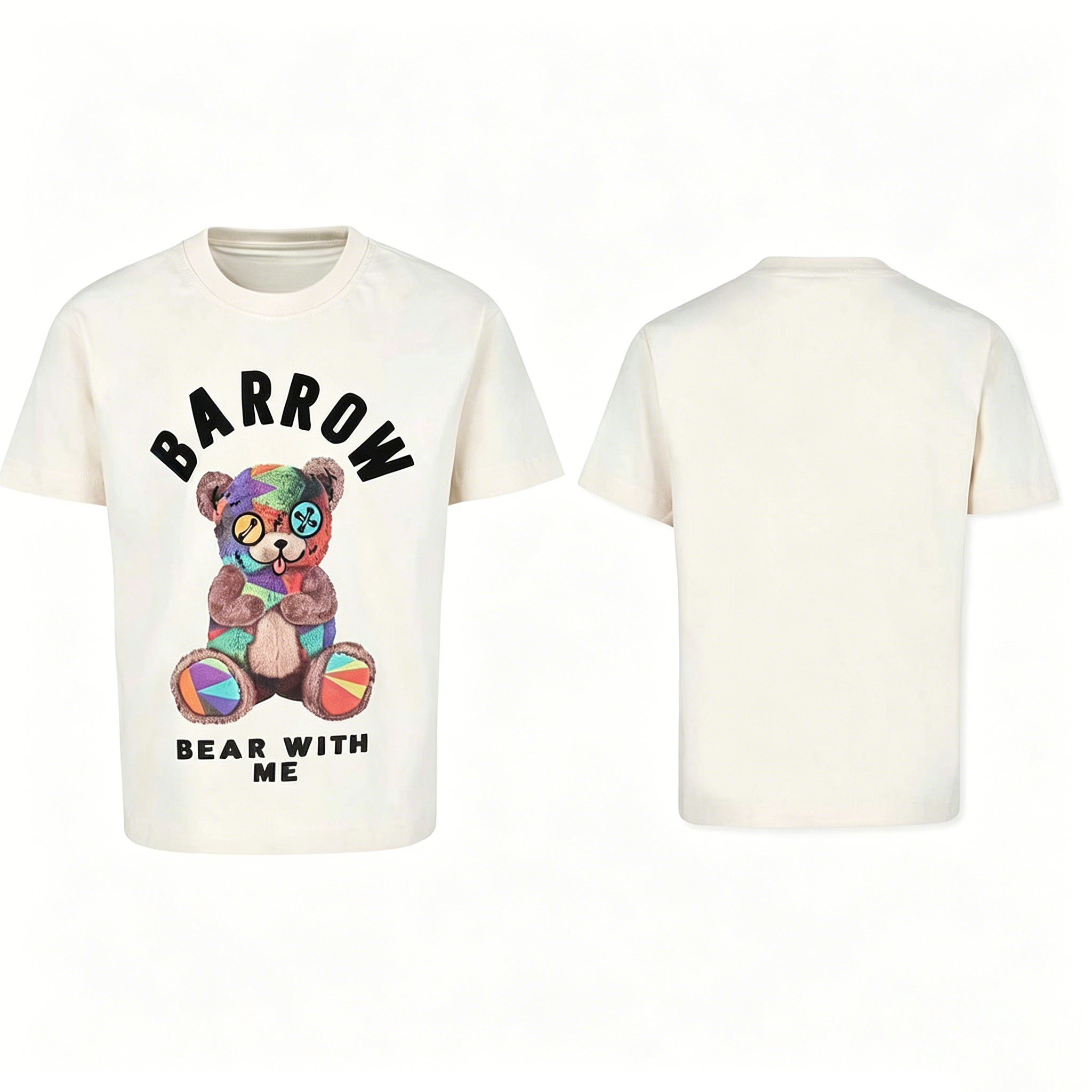 Men's T Shirts Summer Barrow Men Women Short-sleeved T-shirt Casual Fashion Pure Round Neck Print Trend Brand Burst Fitness