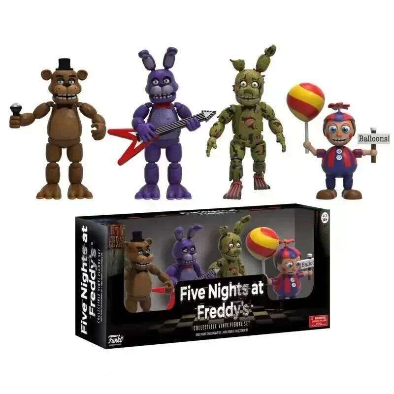 FNAF 4pcs/set Freddy Bonnie Chica Foxy Nightmare Balloon Boy Action Figure Collection Model Vinyl Figurine Doll Toys 26Y0520