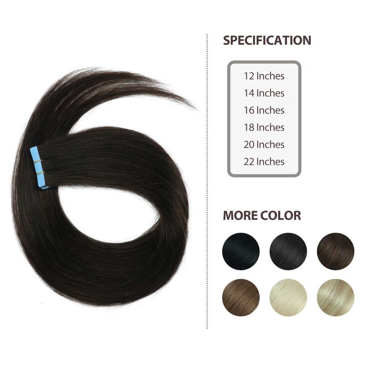 Injected Tape in Extensions Human Hair Invisible Tape in Hair Extensions 1B Natural Seamless PU Weft Tape On Hair 10pcs/pack C260521 - view 5