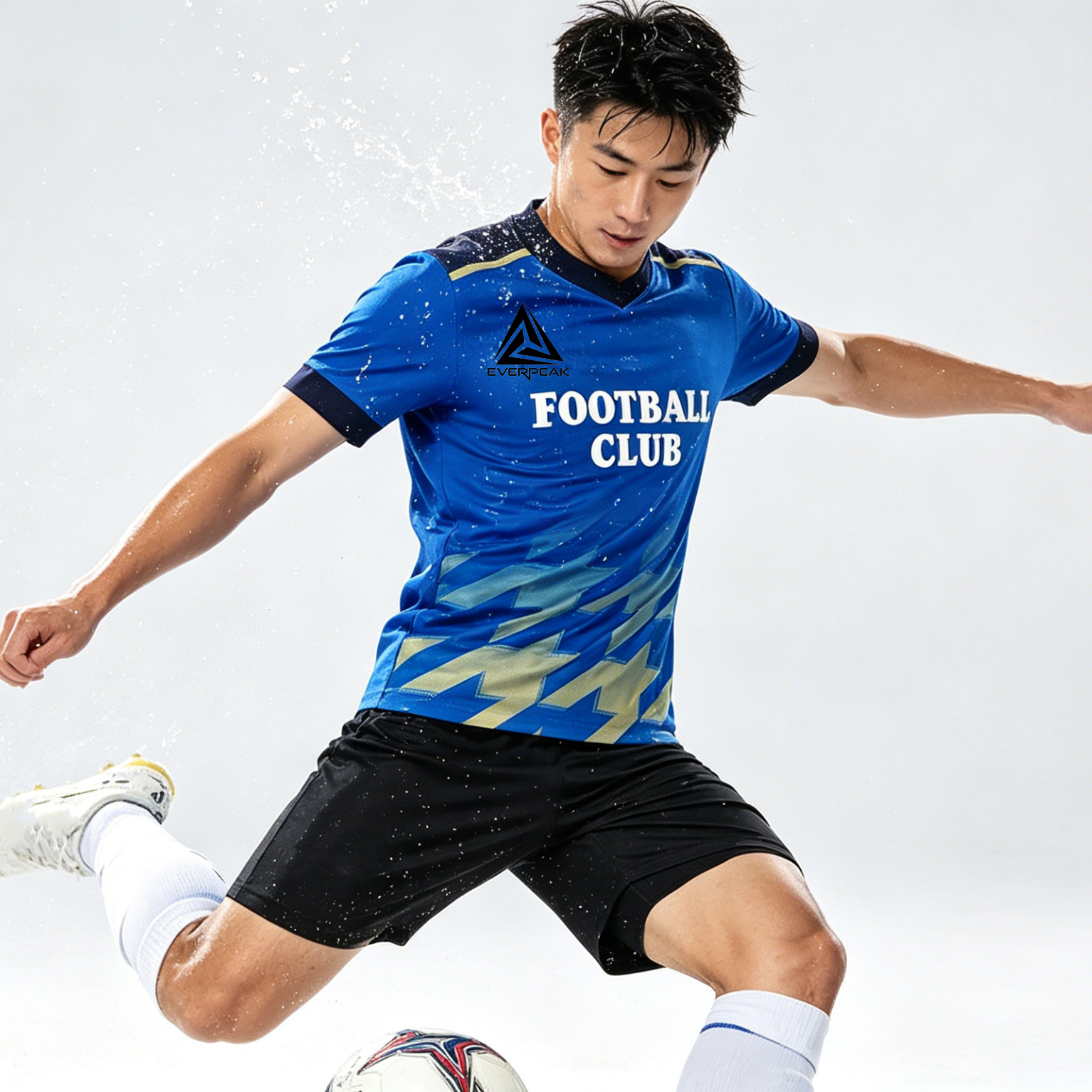 Custom Soccer Jersey Set Men Royal Blue Houndstooth Football Uniform with Shorts Personalized Name Number Breathable Quick Dry Kit - view 5