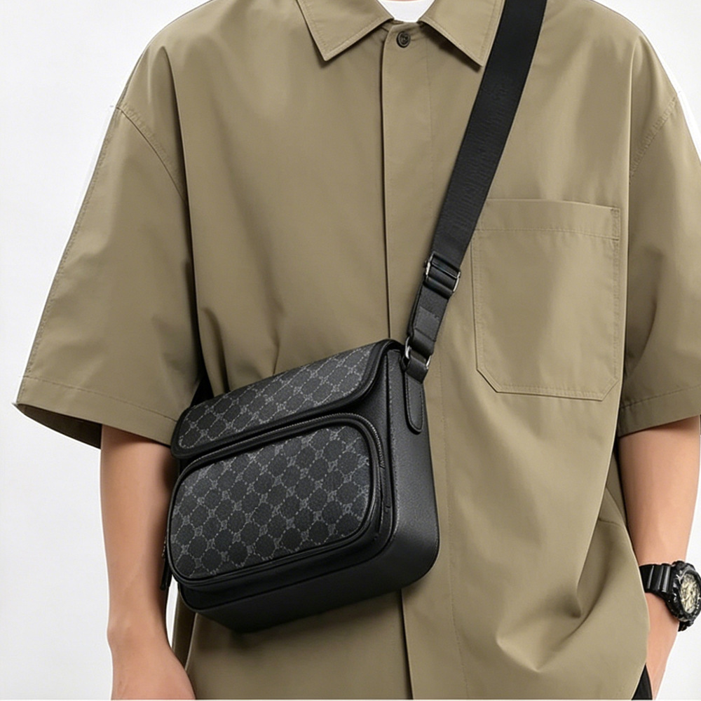 New Crossbody Bag Men'S Fashion Single Shoulder Plaid Flip Small Square Messenger Bag Single Shoulder Satchel Bag 2026