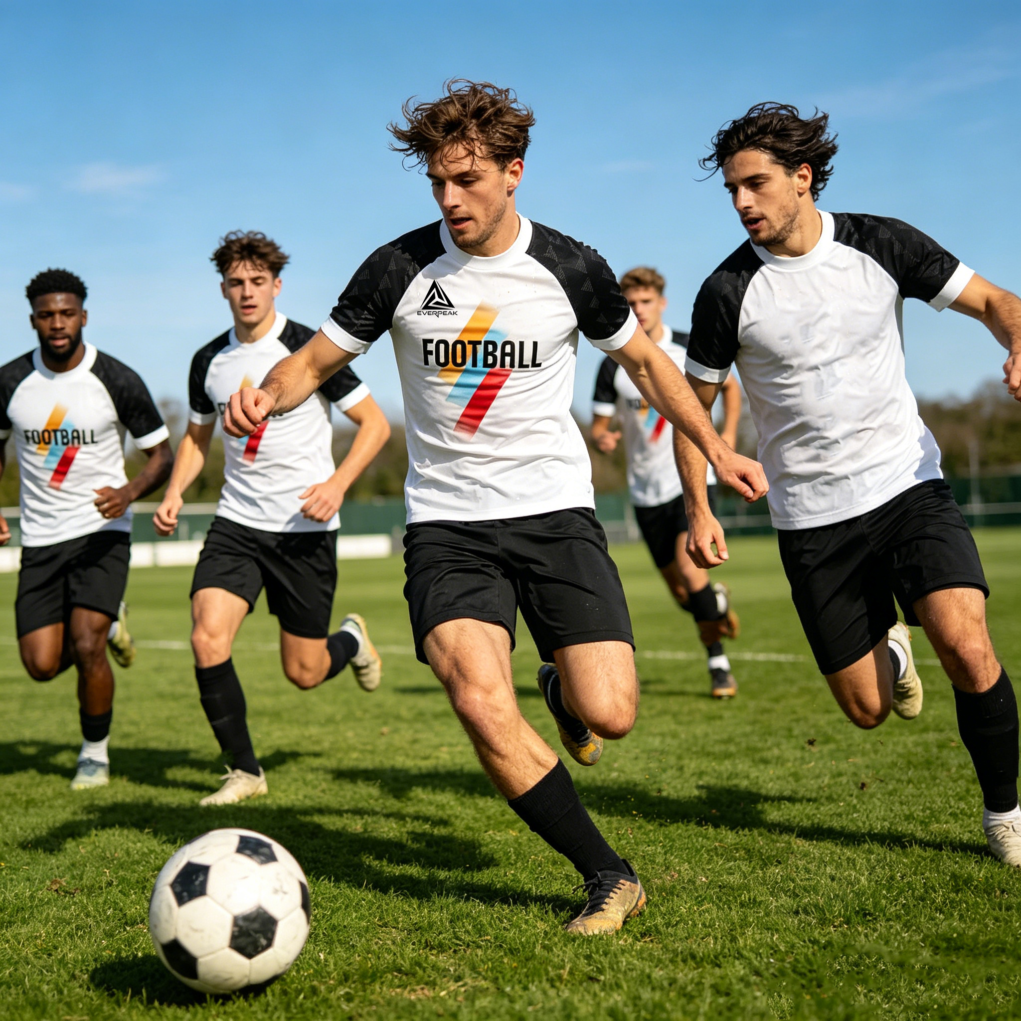 Custom Raglan Sleeve Soccer Jersey Set Men Quick Dry Football Uniform with Shorts Customizable Team Name Number Logo for Sports - view 5