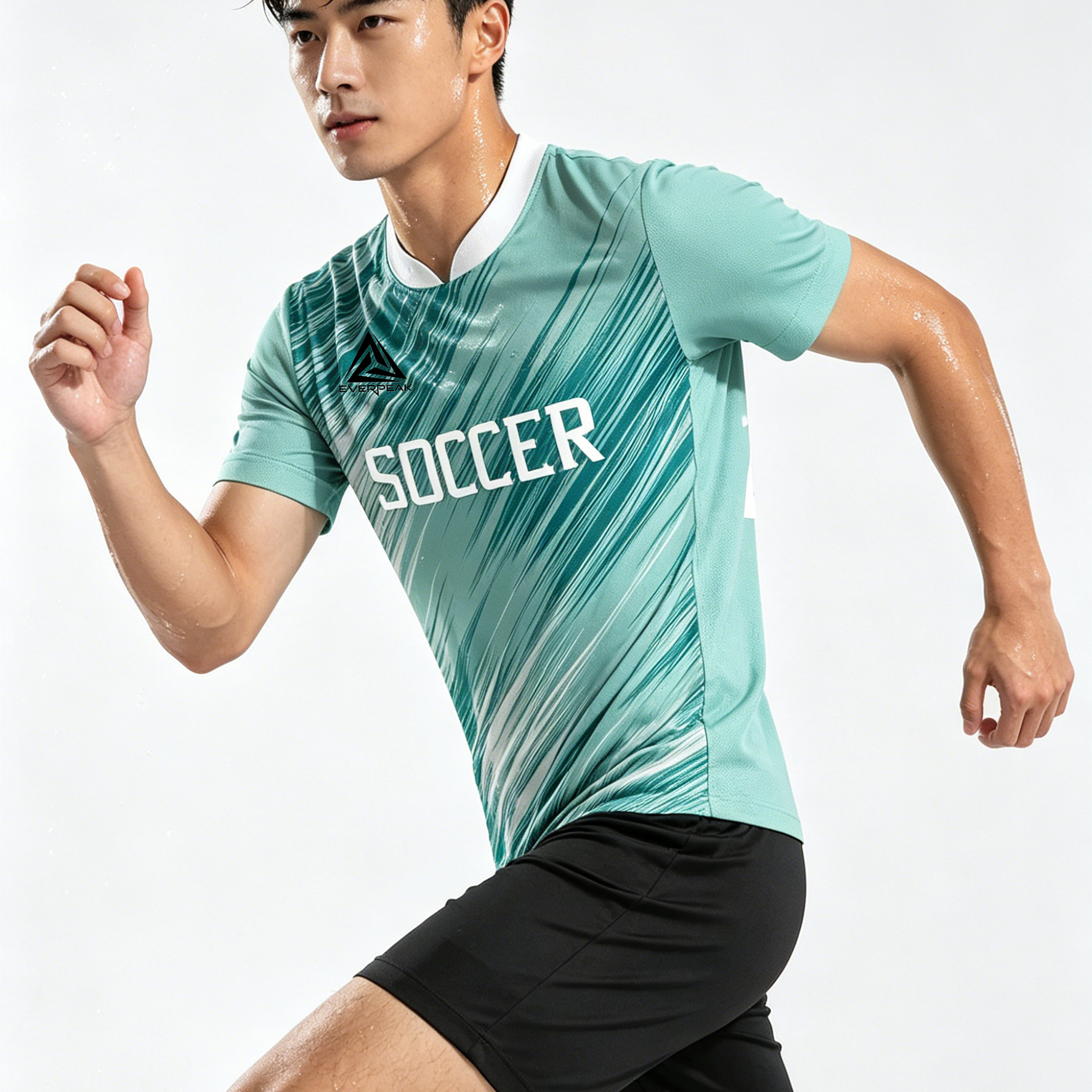 Custom Soccer Jersey Set Men Diagonal Brush Print Football Uniform with Shorts Quick Dry Customizable - view 3