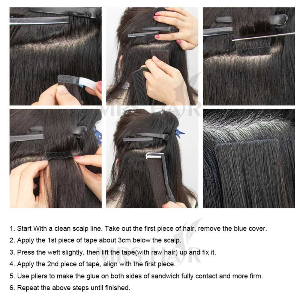 Injected Tape in Extensions Human Hair Invisible Tape in Hair Extensions 1B Natural Seamless PU Weft Tape On Hair 10pcs/pack C260521 - view 7