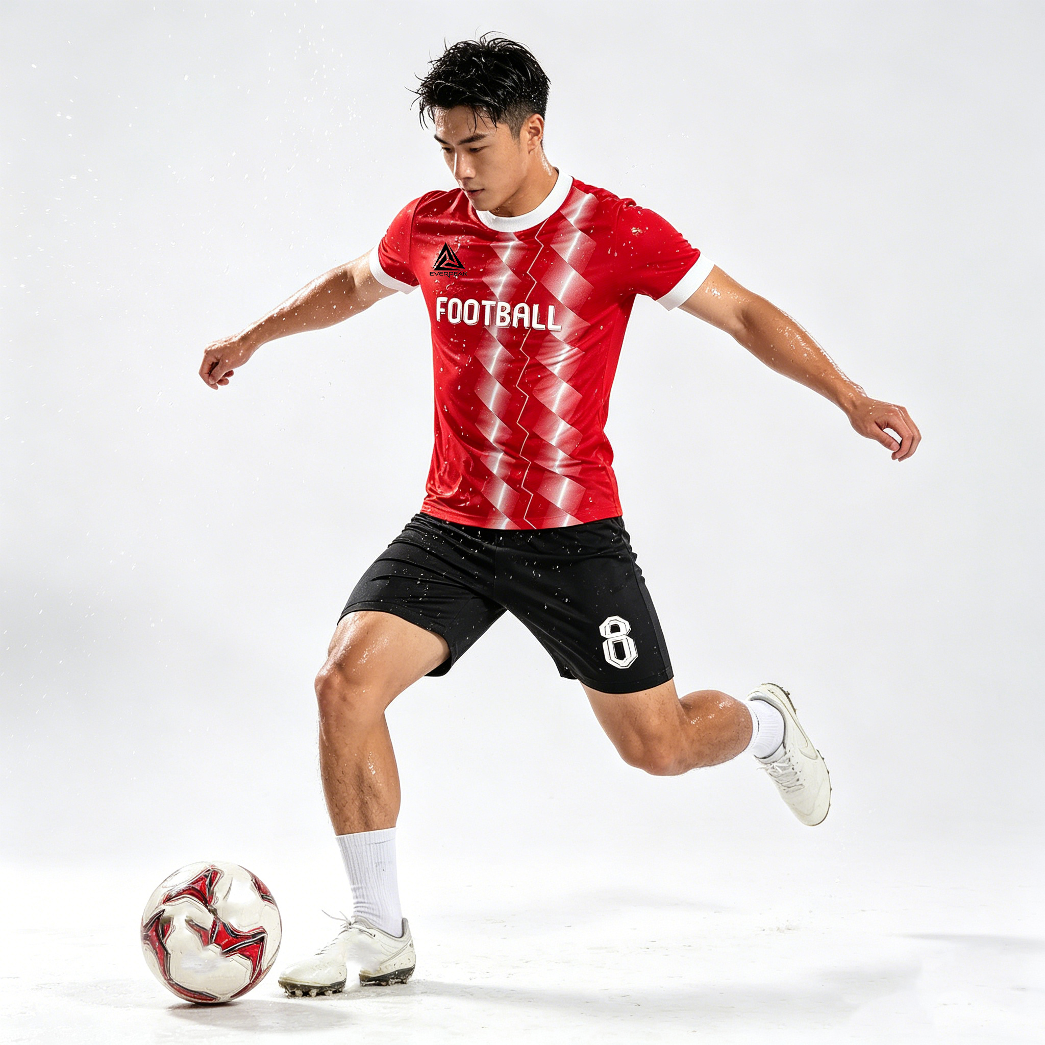 Custom Vertical Stripe Soccer Jersey Set Men Quick Dry Football Uniform with Shorts Customizable Team Name Number Logo for Sports - view 3