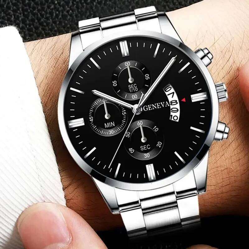 Fashion Mens Watches Luxury Silver Stainless Steel Quartz Wrist Man Business Watch for Men Calendar Clock Reloj Hombre 26L0521