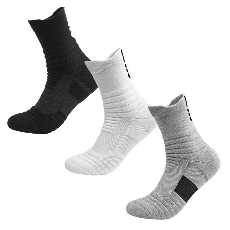 Men's Basketball Socks Thick Towel Bottom Terry Elite Socks Mid-Calf High Top Running Outdoor Sports