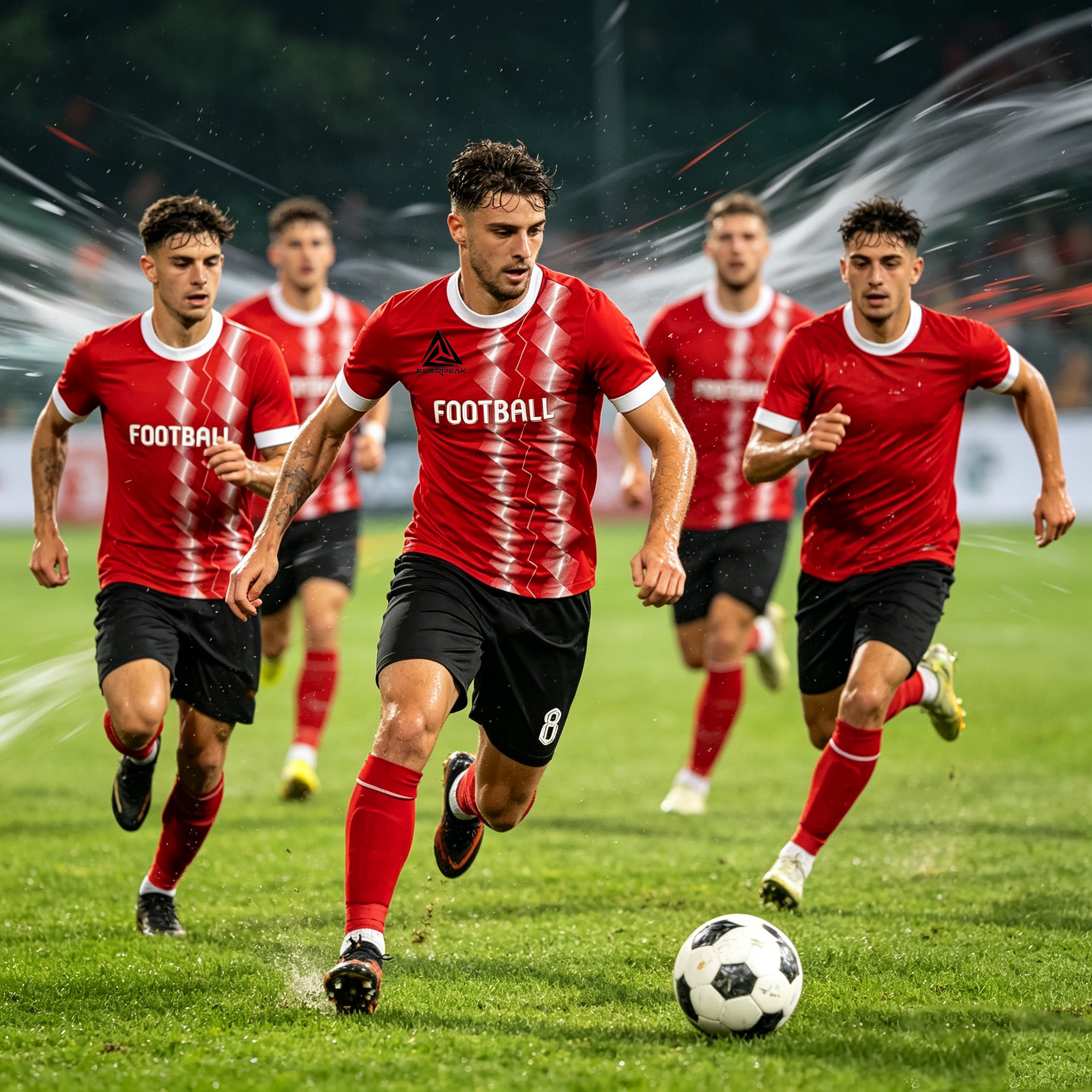 Custom Vertical Stripe Soccer Jersey Set Men Quick Dry Football Uniform with Shorts Customizable Team Name Number Logo for Sports - view 5